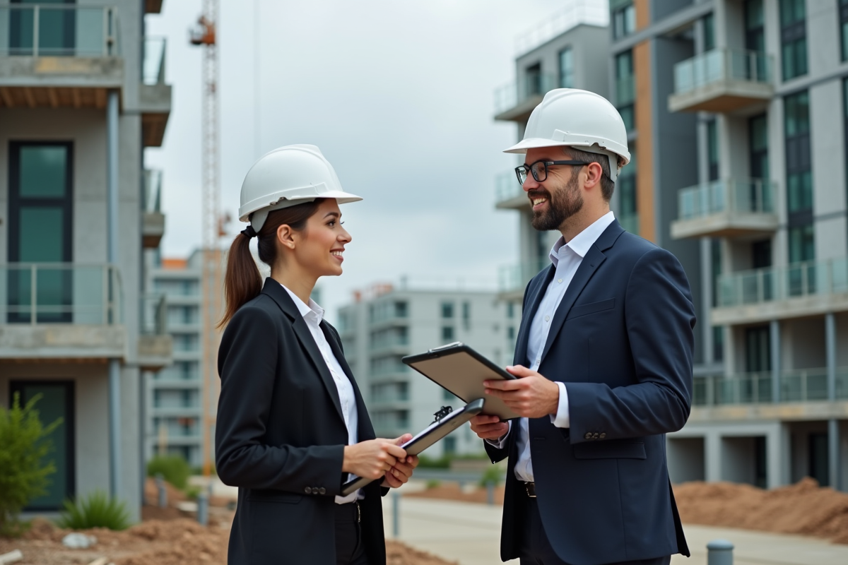 Femme confiante sur un chantier de construction urbaine