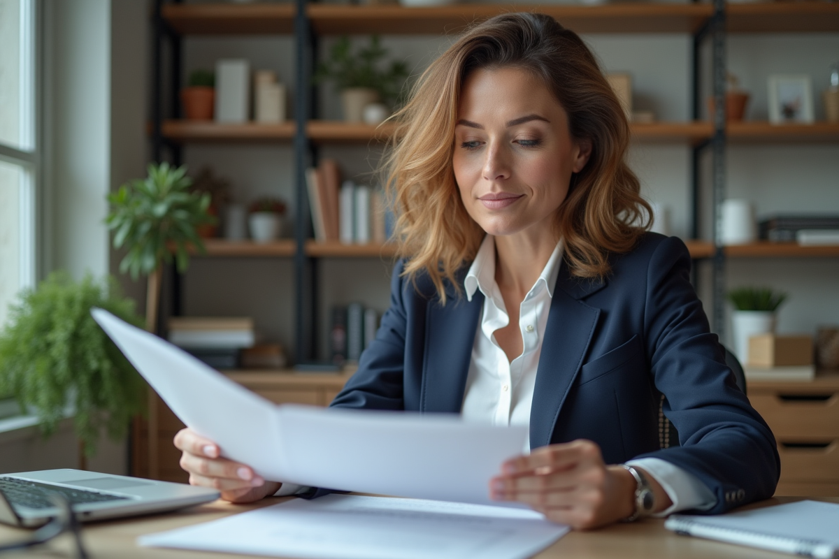 Femme professionnelle en bureau moderne et organisé