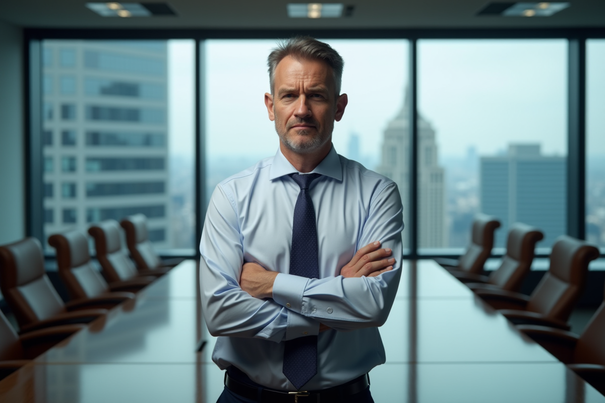 Homme autoritaire en réunion d